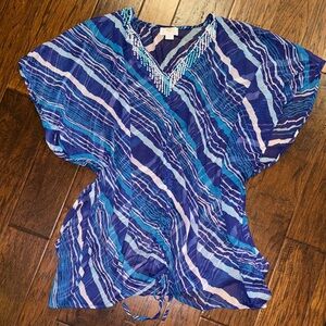 Sol & Mer Embellished zebra print cover up